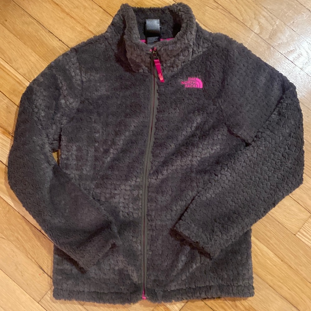 Girls North Face Jacket grey and pink size medium